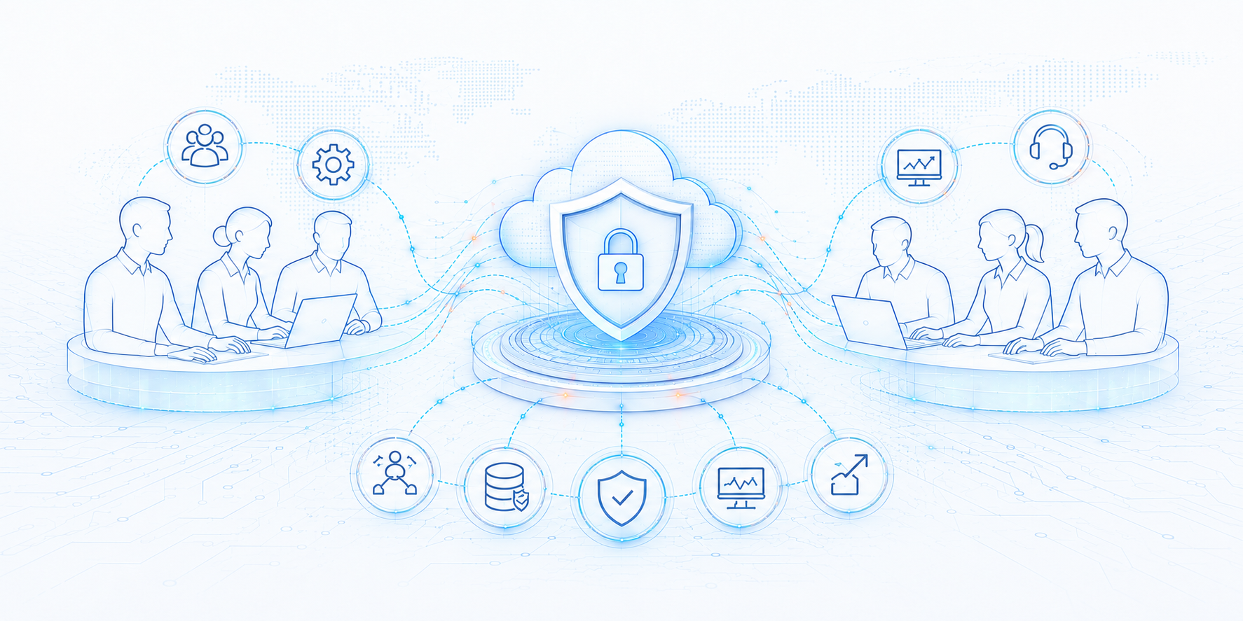 CyberAxis specialists connected with a customer IT team through a secure cloud service